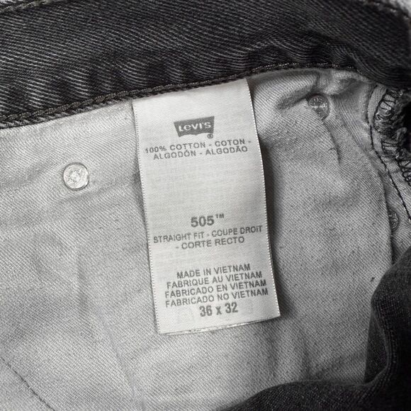 Levi's 505 Faded Black Denim Red Tab Jeans Fit 36 x 30 - Picture 7 of 7